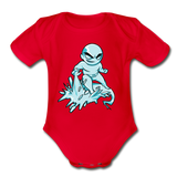 Character #62 Organic Short Sleeve Baby Bodysuit - red