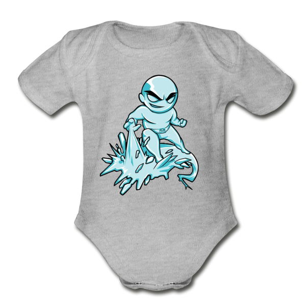 Character #62 Organic Short Sleeve Baby Bodysuit - heather gray
