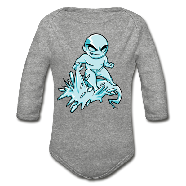 Character #62 Organic Long Sleeve Baby Bodysuit - heather gray