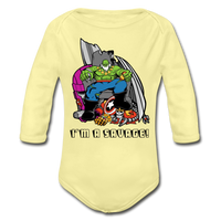 Character #63 Organic Long Sleeve Baby Bodysuit - washed yellow