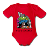 Character #63 Organic Short Sleeve Baby Bodysuit - red