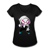 Character #64 Women's Tri-Blend V-Neck T-Shirt - black