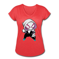 Character #64 Women's Tri-Blend V-Neck T-Shirt - heather red