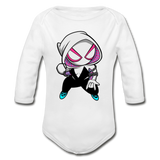 Character #64 Organic Long Sleeve Baby Bodysuit - white
