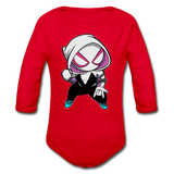 Character #64 Organic Long Sleeve Baby Bodysuit - red
