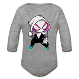 Character #64 Organic Long Sleeve Baby Bodysuit - heather gray