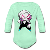 Character #64 Organic Long Sleeve Baby Bodysuit - light mint