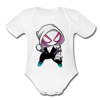 Character #64 Organic Short Sleeve Baby Bodysuit - white