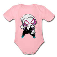Character #64 Organic Short Sleeve Baby Bodysuit - light pink