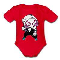Character #64 Organic Short Sleeve Baby Bodysuit - red