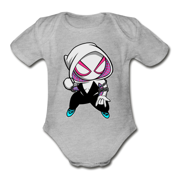 Character #64 Organic Short Sleeve Baby Bodysuit - heather gray