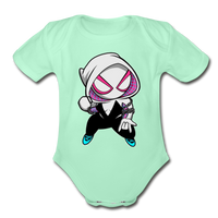 Character #64 Organic Short Sleeve Baby Bodysuit - light mint