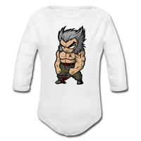 Character #65 Organic Long Sleeve Baby Bodysuit - white