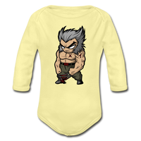 Character #65 Organic Long Sleeve Baby Bodysuit - washed yellow