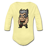 Character #65 Organic Long Sleeve Baby Bodysuit - washed yellow