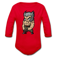 Character #65 Organic Long Sleeve Baby Bodysuit - red