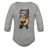Character #65 Organic Long Sleeve Baby Bodysuit - heather gray