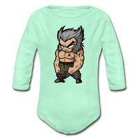 Character #65 Organic Long Sleeve Baby Bodysuit - light mint
