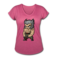 Character #65 Women's Tri-Blend V-Neck T-Shirt - heather raspberry