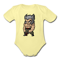 Character #65 Organic Short Sleeve Baby Bodysuit - washed yellow