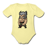 Character #65 Organic Short Sleeve Baby Bodysuit - washed yellow