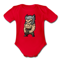 Character #65 Organic Short Sleeve Baby Bodysuit - red