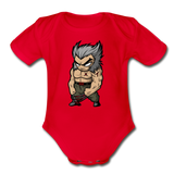 Character #65 Organic Short Sleeve Baby Bodysuit - red