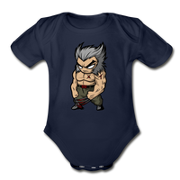 Character #65 Organic Short Sleeve Baby Bodysuit - dark navy