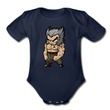 Character #65 Organic Short Sleeve Baby Bodysuit - dark navy