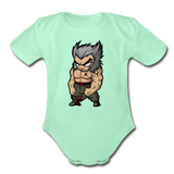 Character #65 Organic Short Sleeve Baby Bodysuit - light mint