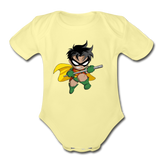 Character #66 Organic Short Sleeve Baby Bodysuit - washed yellow