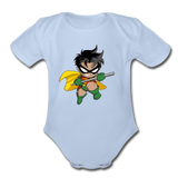 Character #66 Organic Short Sleeve Baby Bodysuit - sky