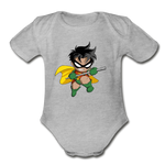 Character #66 Organic Short Sleeve Baby Bodysuit - heather gray
