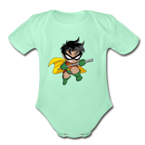 Character #66 Organic Short Sleeve Baby Bodysuit - light mint