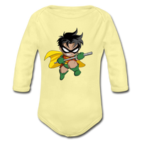 Character #66 Organic Long Sleeve Baby Bodysuit - washed yellow