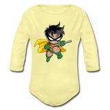 Character #66 Organic Long Sleeve Baby Bodysuit - washed yellow
