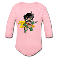 Character #66 Organic Long Sleeve Baby Bodysuit - light pink