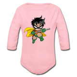 Character #66 Organic Long Sleeve Baby Bodysuit - light pink
