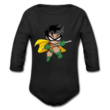 Character #66 Organic Long Sleeve Baby Bodysuit - black