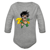 Character #66 Organic Long Sleeve Baby Bodysuit - heather gray