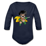 Character #66 Organic Long Sleeve Baby Bodysuit - dark navy