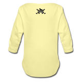 Character #67 Organic Long Sleeve Baby Bodysuit - washed yellow