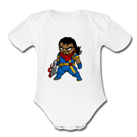Character #68 Organic Short Sleeve Baby Bodysuit - white