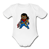 Character #68 Organic Short Sleeve Baby Bodysuit - white