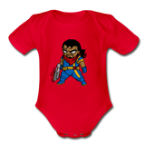 Character #68 Organic Short Sleeve Baby Bodysuit - red