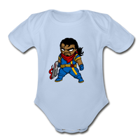 Character #68 Organic Short Sleeve Baby Bodysuit - sky