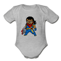 Character #68 Organic Short Sleeve Baby Bodysuit - heather gray
