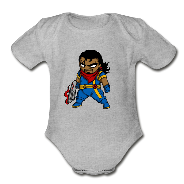 Character #68 Organic Short Sleeve Baby Bodysuit - heather gray