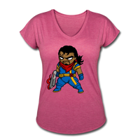 Character #68 Women's Tri-Blend V-Neck T-Shirt - heather raspberry