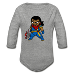 Character #68 Organic Long Sleeve Baby Bodysuit - heather gray